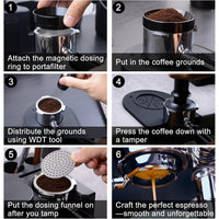 Espresso Tamper with Adjustable Distributor and Dosing Funnel Set