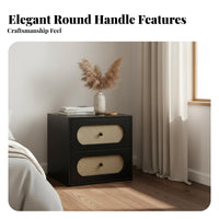Rattan-Front Drawer Cabinet Vintage Aesthetic Rattan Front Cabinet for Families