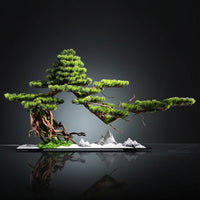 Artificial Evergreen Bonsai Zen Artificial Bonsai Tree Plant Tabletop Scenic for Living Room, Entryway