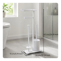 Floor Toilet Brush Stand Wooden Bathroom Tissue Holder Stand Storage Shelf