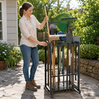 Garden Tool Storage Rack Black Iron Three-Tier Tool Rack Heavy Duty