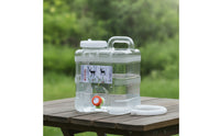 Transparent Portable Water Tank with Handle Square Water Container with Tap Leakproof Food-Grade for Campers, Camping