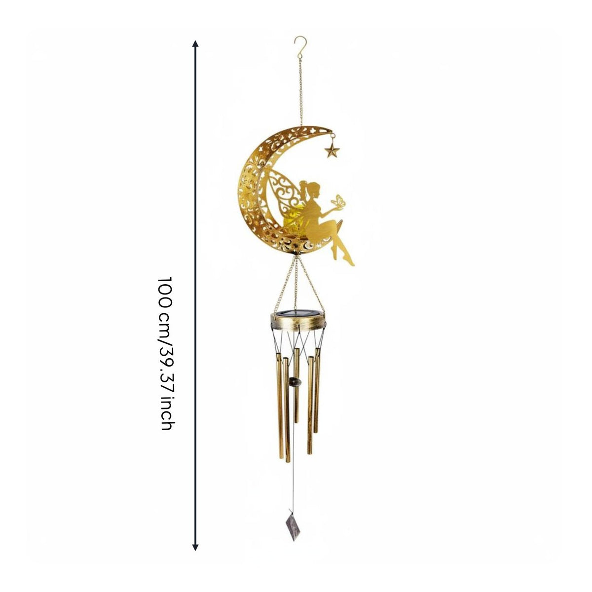 Solar Wind Chime Light Waterproof Outdoor Lighting Wrought Iron for Yard