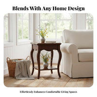 Multi-Tier End Table Sturdy Construction Two-Tier Cabriole Leg Table for Bedroom