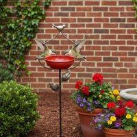 Metal Garden Stake Bird Bath Multi-Function Bird Bath Feeder Decorative for Yard