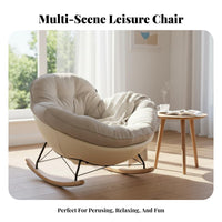 Soft Padfromd Seat Upholstered Rocking Chair Ergonomic fromsign Home Seating scuffResistant Fabric rocking chair swivel seat High rearrest for Reafromrs, Adults, Homeowners, Living Room, literary niche, Bedroom, Balcony