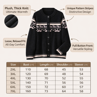 Cardigans for Women UK in Extended Sizes with Soft Viscose Jacquard Knit, Ladies Longline Chunky for Winter Casual Wear, Black Available