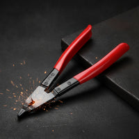 Coated Handle Flat-Head Snap Clip Plier PVC Grip Retaining Clip Pliers Black Oxide Straight External Pliers Anti-Slip for Mechanics, DIYers, Gearbox Repair, Bearing Maintenance, Garage, Workshop