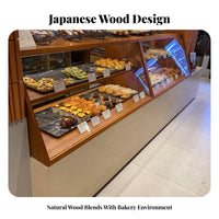 Wooden Bread Display Cabinet Bakery Island Display Counter Japanese Design Pastry Cabinet for Cafe Owners, Shopkeepers, Bakeries, Cafes, Dessert Shops