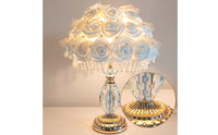 Floral Flower Table Lamp Romantic Bedside Lamp Decorative Crystal-Style for Bedroom, Reading Corner