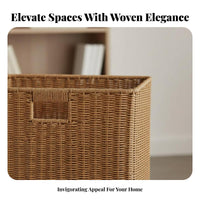 Woven Basket with Handles Imitation Rattan Design Household Storage for Students