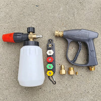 Hose Connector with Foam Sprayer for Car Cleaning, Car Wash Kit with Pressure Washer Gun and Foam Lance, Detailing Set with Brass Fittings, 1pc