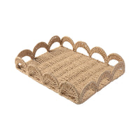 Hand Woven Tray with Handles Handwoven Handle Tray Beige