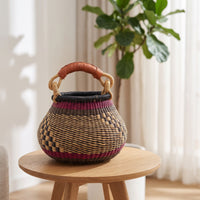 Wicker Storage Basket Practical Basket with Handle Boho for Shelf Styling