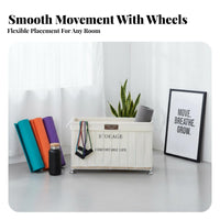 Space-Saving Design Floor Standing Mat Holder Multi-Purpose Exercise Mat Storage Cart Heavy-Duty Construction Rolling Workout Gear Rack Japanese Aesthetic for Fitness Enthusiasts, Yogis, Laundry Room, Bathroom