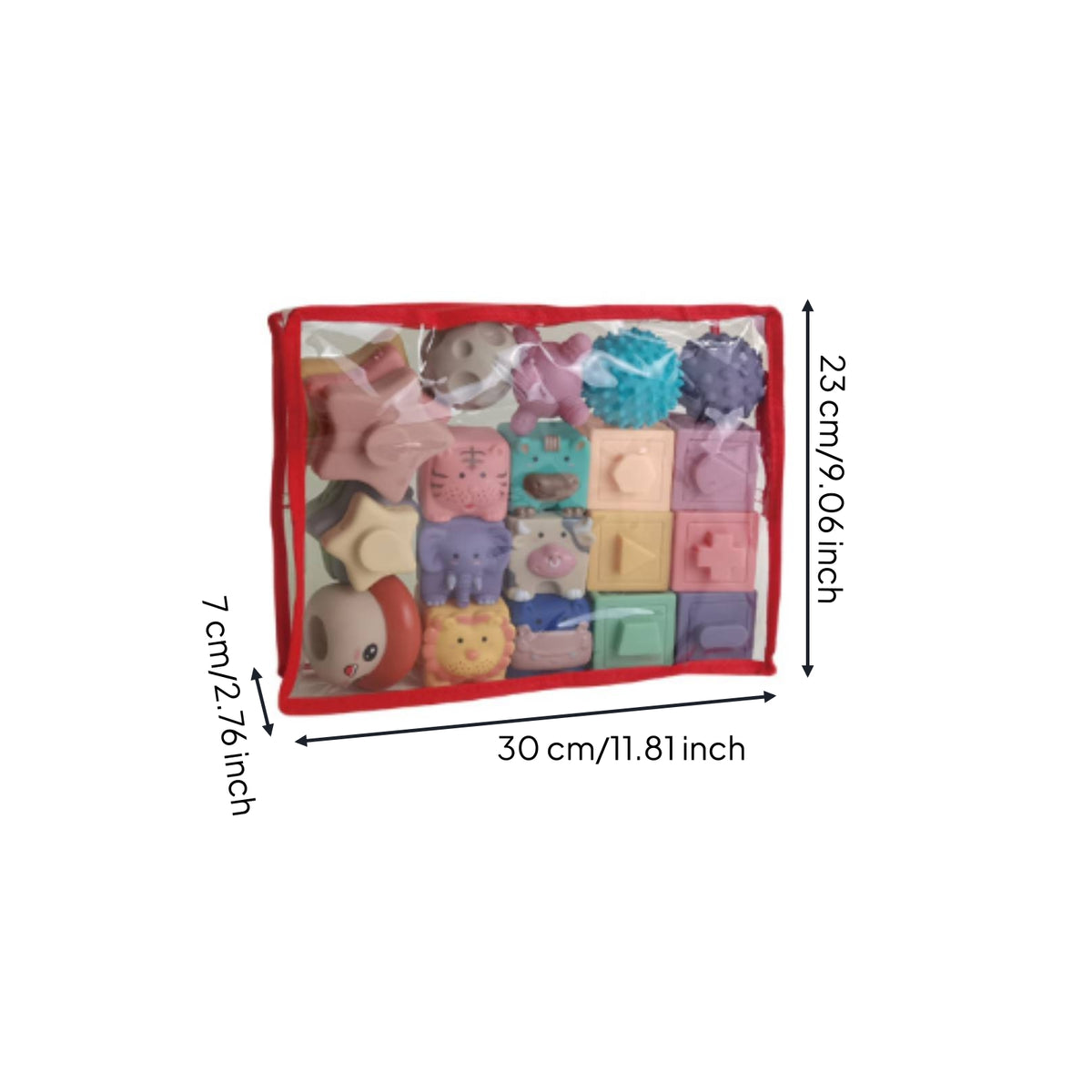 Tactile Soft Building Block Set Textured Baby Blocks with Mesh Bag Easy to Grasp Stacking Blocks Long-Lasting for Playroom
