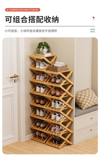 Bamboo Shoe Rack, 3-Tier, No Installation, Foldable
