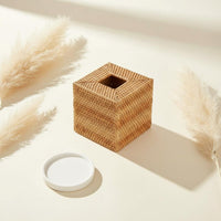 Rattan Tissue Box Cover Boho Design Home Decor Rustic Design for Bedroom, Office