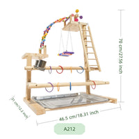Wooden 4-Tier Parrot Play Stand and Climbing Ladder for Large Birds