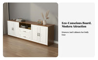 Wooden TV Cabinet Modern Simple Design TV Stand with Storage Multifunctional Living Room Entertainment Center for Bedroom, Small Apartment
