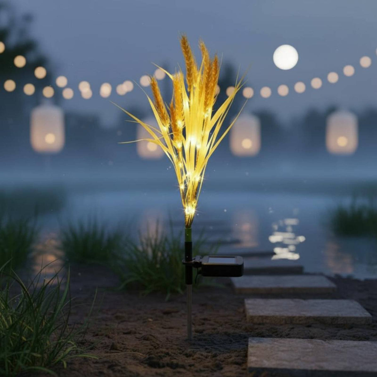 Solar Lotus Stake Light Decorative Outdoor Decor Easy to Assemble for Garden