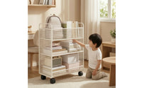 Wire Mesh Storage Rack Space-Saving Three-Tier Organizer Standing Storage Rack for Students, Beneath-Desk