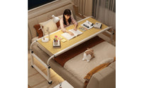 Adjustable Overbed Desk Multi-Functional Cross Bed Study Table Mobile Bed Table Easy Assembly Rolling Laptop Cart for Dorm Room