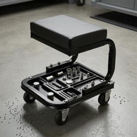 Rolling Workshop Stool Compact Storage Workshop Stool 300 Capacity Work Seating for Mechanics, Repair Shop