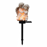 2 Pieces Solar Cherub Stake Lamp Easy to Install Cherub Garden Light Waterproof Outdoor Decor for Patio
