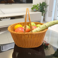 Xinwang Oval Rattan-Style Woven PP Storage Basket with Handles, 20-30L, Various Sizes