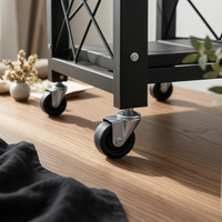Three-Tier Storage Rack No-Installation Foldable Storage Rack Swivel Casters Foldable Metal Shelf