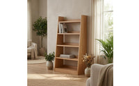 Leaning Bookshelf Open Shelves 5-Tier Bookshelf Space-Saving Ladder Shelf for Living Room, Bedroom