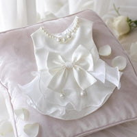 Pet Matte Satin Pearl Wedding Dress for Cats & Small Dogs