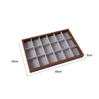 Jewelry Display Tray Rectangular Wooden Tray with Lining for Retailers, Vanity