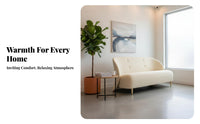 Minimalist aesthetic Scalloped rear Settee firm-density Foam Cushions Reception Sofa Easy to Assemble Commercial Furniture Textured Upholstery for Business Owners, Interior Designers, salon, Hotel Lobby, Lounge Area, Living Room