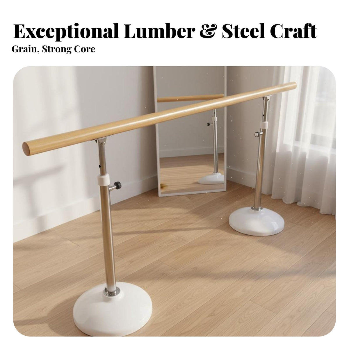 Adjustable Height Dance Bar Stable Base Home Practice Ballet Bar Sturdy Construction Freestanding Dance Bar for Adults, Dancers