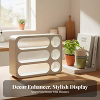 3-Tier Shelf with Circular Compartments Large Capacity Cup Rack for Living Room