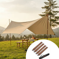 4 Pieces Wood Grain Tarp Pole Rust-Resistant 28 Mm Canopy Support Pole Easy to Carry Camping Gear for Outdoor Shade