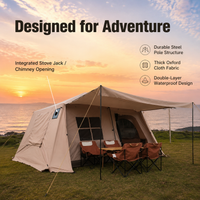Tunnel Camping Tent, 4 Season Family Tent 3000mm Waterproof, 420x300x200cm with Extended Awning, Gold and Silver Tape