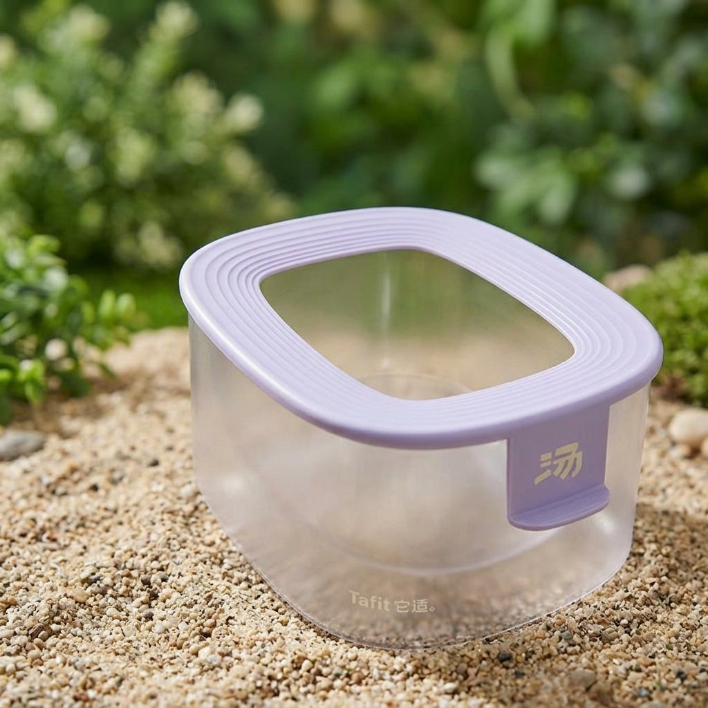Hamster Sand Bath Splash-Contained Hot Spring House, Hamster Dig Box for Dwarf and Chinese Hamsters, 17cm Translucent with Side Opening
