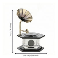 Gramophone with Crystal Body Tabletop Gramophone Ornament Polished Desktop Decoration for Display Shelves, Reception Area