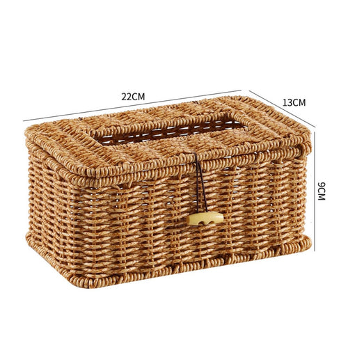 Imitation Rattan Tissue Box Easy to Clean Wicker Design Napkin Dispenser