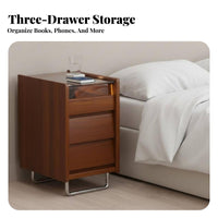Nightstand with Storage Retro Design Bedside Table Space-Saving for Homeowners