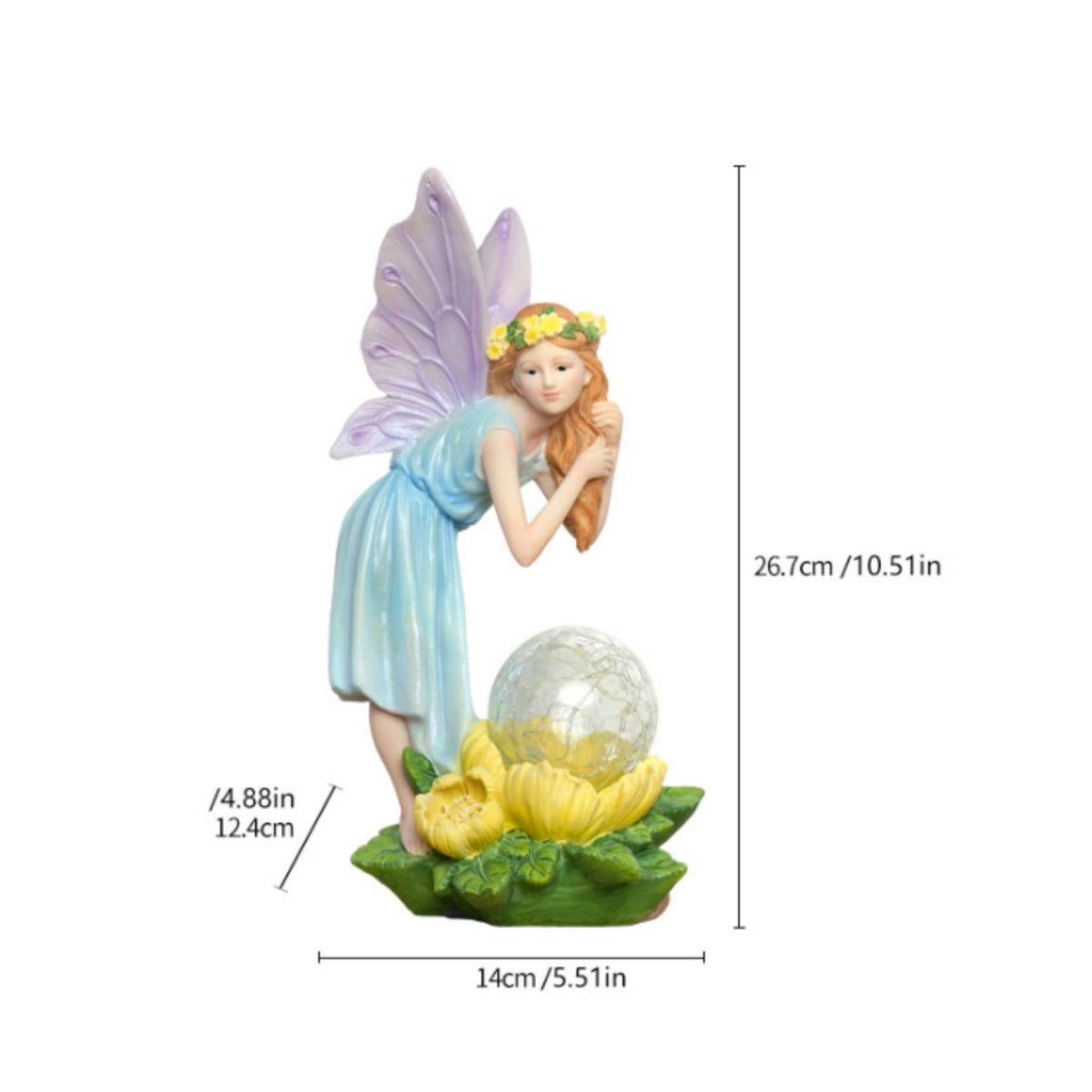 Solar Fairy Statue Illuminate in the Dark Resin Angel Statue LED Lights for Yard