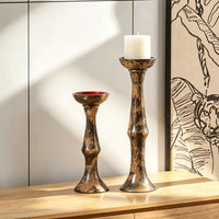 New Chinese Style Wabi-Sabi Resin Candle Holder with Hand-Painted Oil Painting Design