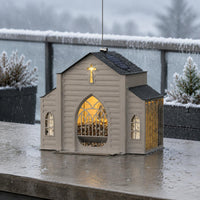 Church-Shaped Bird Feeder Peaked Roof Outdoor Decor Weatherproof