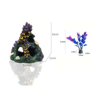 Aquarium Cave with Plants Versatile Decorations Weighted for Terrarium