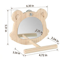 Mirror Perch Stand with Wooden Bird Stand Dowel, Interactive Bird Mirror Toy for Budgie Cockatiel Toys, Wood Material Cage Mirror Perch Wooden