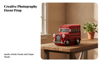 Vintage Bus Figurine Black and Silver Accents Home Decor Rounded Roof