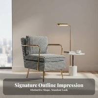 Houndstooth Armchair Nordic design Plush Single Sofa Post-Modern Aesthetic Ergonomic Support for Homeowners, Interior Decorators